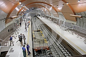 Metro station of the Sofia subway in Sofia, Bulgaria Ã¢â¬â aug 29, 2012.